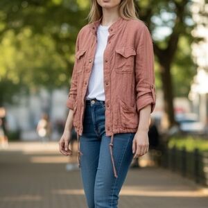 C&C Utility Jacket 100% Linen Size Medium